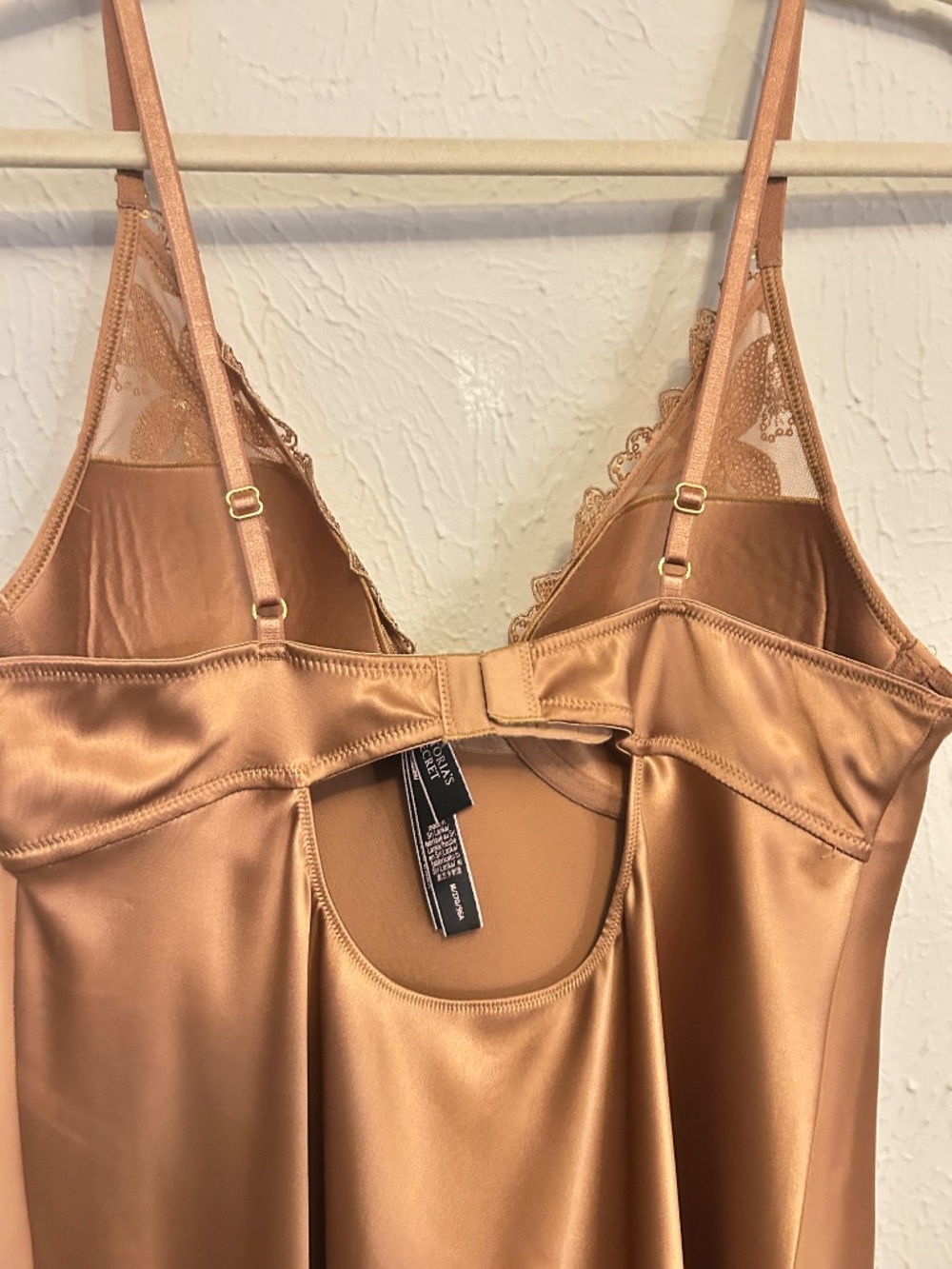 Victoria’s Secret Satin Lace Mini Dress Nude Gold - Picture 4 of 6